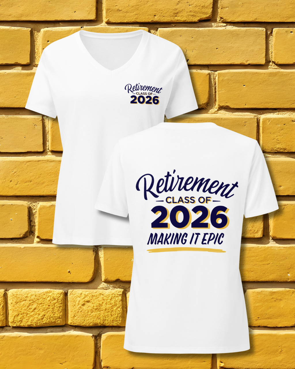 Women’s relaxed v-neck t-shirt - Retirement Class of 2026 - Yellow