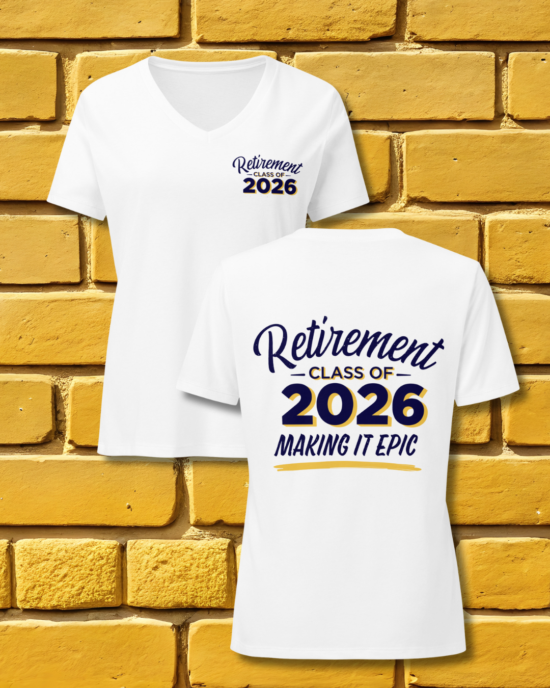 Women’s relaxed v-neck t-shirt - Retirement Class of 2026 - Yellow