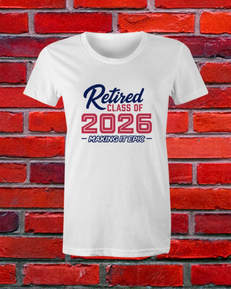Women's Crew Neck T-shirt  •  Retired • Class of 2026 • Red