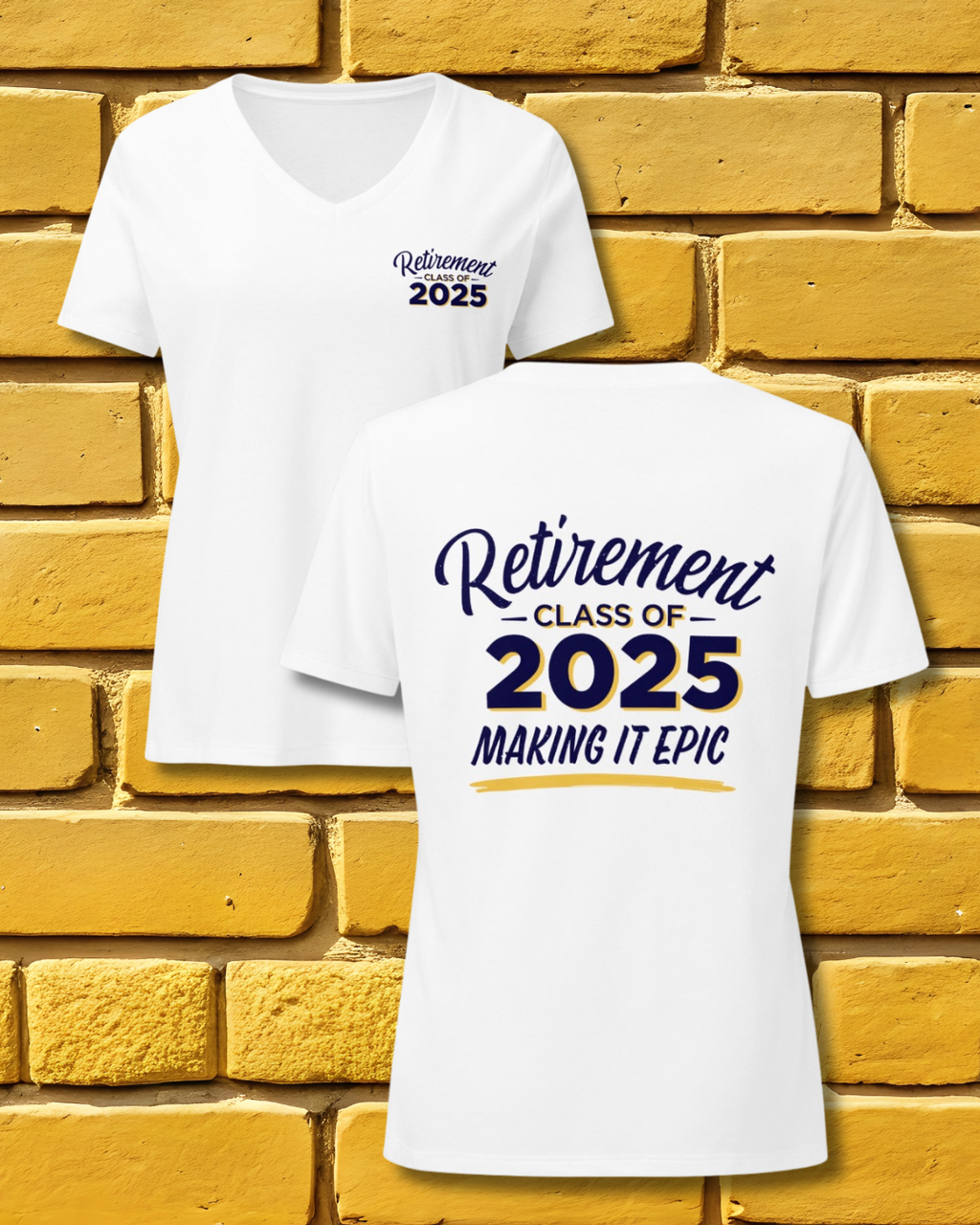 Women’s relaxed v-neck t-shirt - Retirement Class of 2025 - Yellow